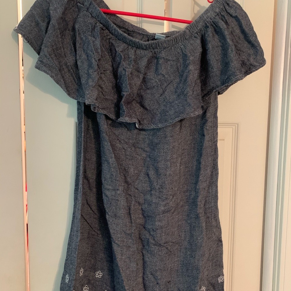 Old Navy Off the Shoulder Blue / Gray Dress